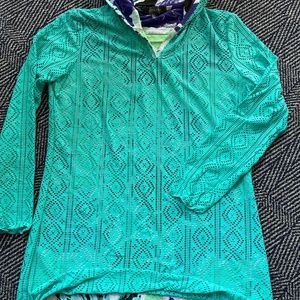 Title 9 Laser Cut Hooded Swim Cover Up Sz M